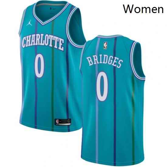 Womens Nike Jordan Charlotte Hornets 0 Miles Bridges Swingman Aqua Hardwood Classics NBA Jersey